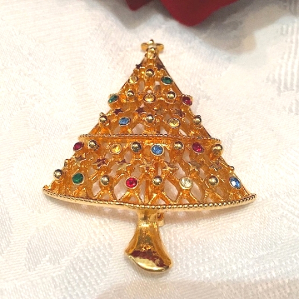 🎄Vintage Rainbow Rhinestone Christmas Tree🎄